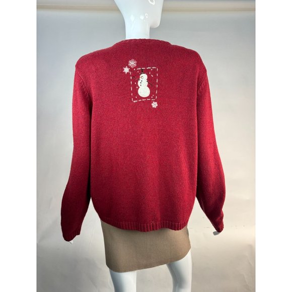 Croft and Barrow Snowman Ugly Christmas Sweater Medium Red Snowman Acrylic Blend - Picture 2 of 16